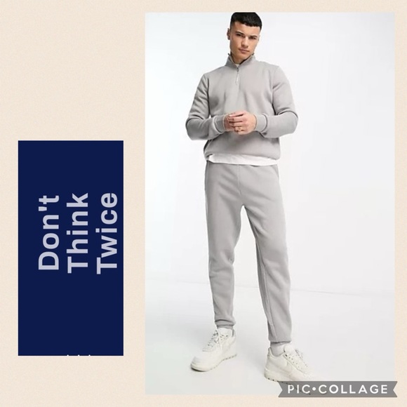 NEW ASOS • DONT THINK TWICE DTT ZIP SWEATSHIRT SWEATPANT JOGGER SET TRACKSUIT - Picture 1 of 4